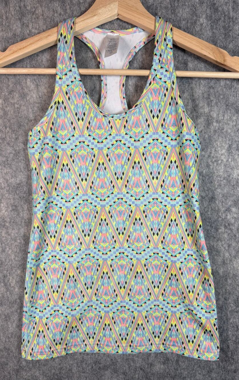 Ivivva Girls Lululemon Geometric Print Size 10 Racerback Athleisure Tank